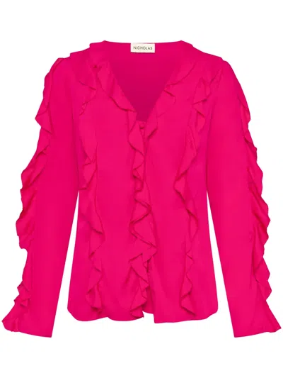 Nicholas Amira Ruffle Top In Pink