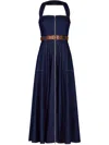 Nicholas Anastasia Halter Midi Dress In Blue