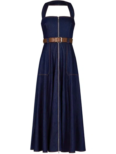Nicholas Anastasia Halter Midi Dress In Blue