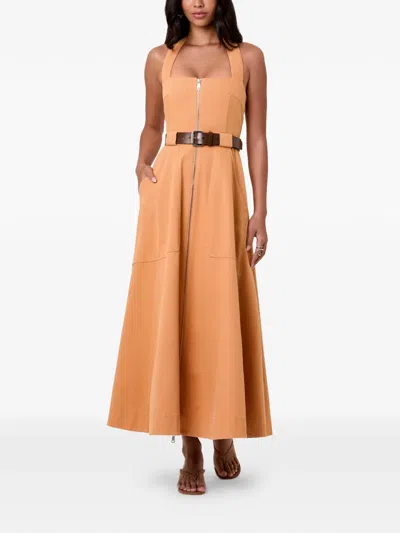 Nicholas Anastasia Halter-neck Maxi Dress In Orange