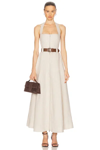 Nicholas Anastasia Utility Halter Neck Midi Dress In Oat
