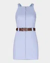 Nicholas Andri Sleeveless Belted Cotton Mini Dress In Sky