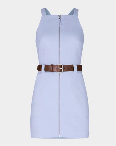 Nicholas Andri Sleeveless Belted Cotton Mini Dress In Blue