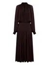 Nicholas Aneta Pleated Dress In Brown