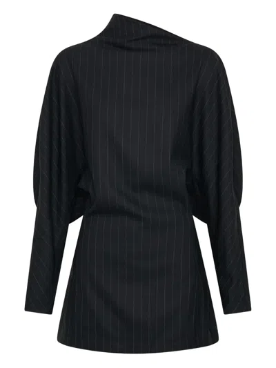 Nicholas Anika Pinstripe Mini Dress In Black
