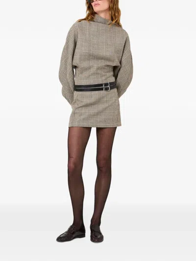 Nicholas Anika Prince Of Wales Check Belted Mini Dress In Gray