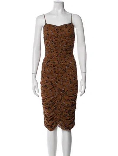 Pre-owned Nicholas Animal Print Knee-length Dress In Brown