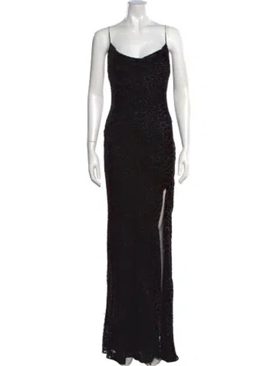 Pre-owned Nicholas Animal Print Long Dress In Black