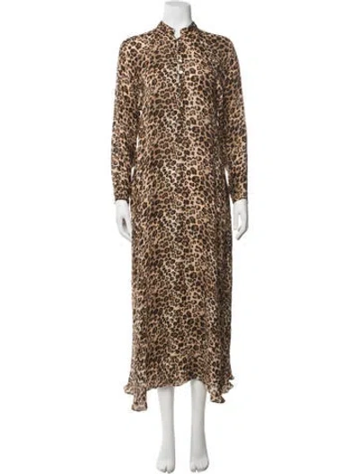 Pre-owned Nicholas Animal Print Long Dress In Neutrals