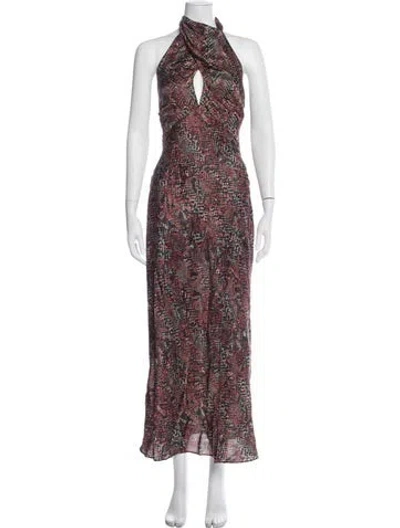 Pre-owned Nicholas Animal Print Long Dress W/ Tags In Burgundy