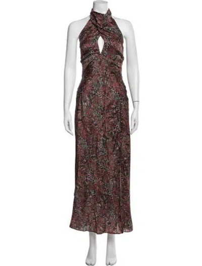 Pre-owned Nicholas Animal Print Long Dress W/ Tags In Burgundy
