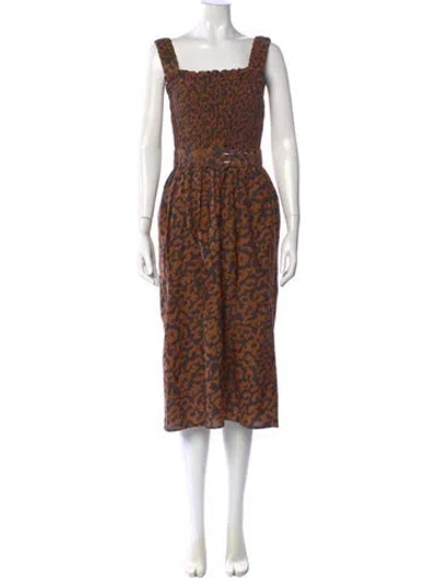 Pre-owned Nicholas Animal Print Midi Length Dress In Multi