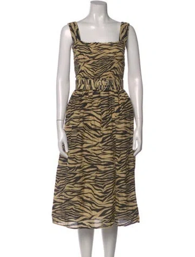 Pre-owned Nicholas Animal Print Midi Length Dress In Neutral