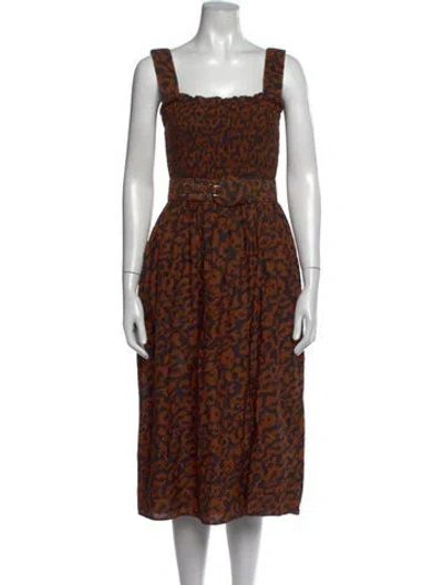 Pre-owned Nicholas Animal Print Midi Length Dress In Neutrals