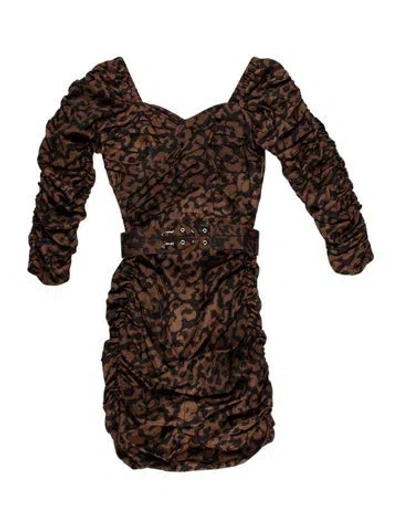 Pre-owned Nicholas Animal Print Mini Dress In Brown