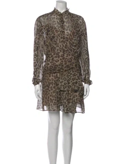 Pre-owned Nicholas Animal Print Mini Dress In Brown