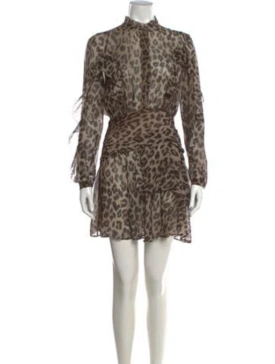 Pre-owned Nicholas Animal Print Mini Dress In Brown