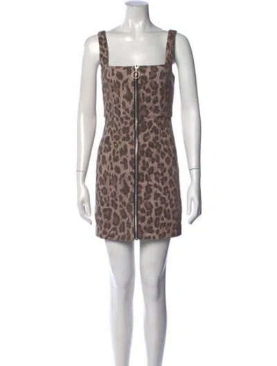Pre-owned Nicholas Animal Print Mini Dress In Gray