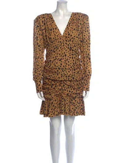 Pre-owned Nicholas Animal Print Mini Dress In Neutral