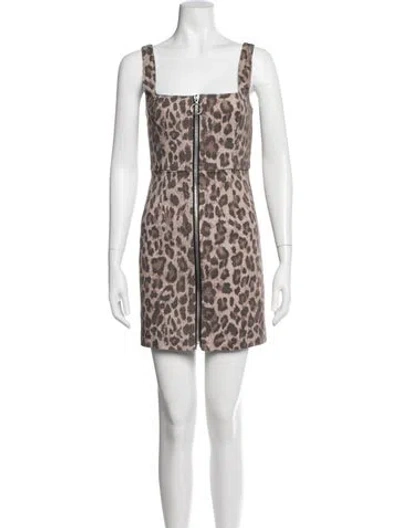 Pre-owned Nicholas Animal Print Mini Dress In Neutral