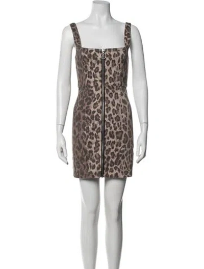 Pre-owned Nicholas Animal Print Mini Dress In Neutrals