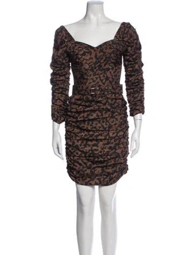 Pre-owned Nicholas Animal Print Mini Dress W/ Tags In Black/brown