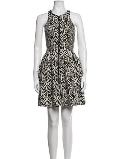 Pre-owned Nicholas Animal Print Mini Dress In White