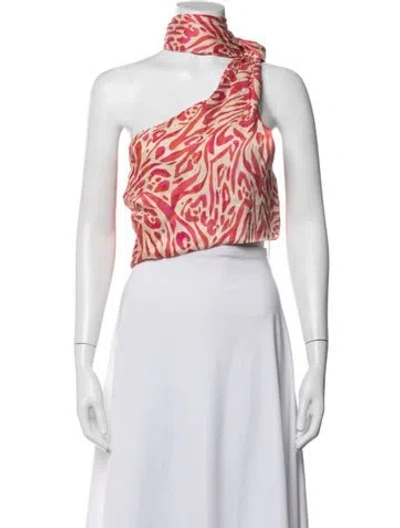 Pre-owned Nicholas Animal Print One-shoulder Top W/ Tags In Neutral