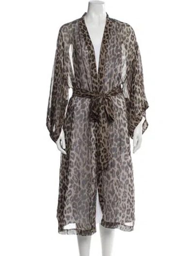 Pre-owned Nicholas Animal Print Robe In Brown