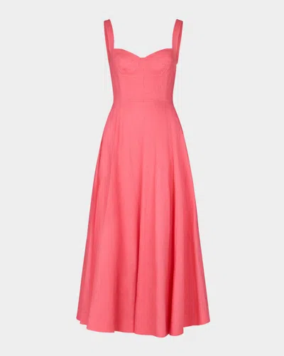 Nicholas Anya Sleeveless Sweetheart Linen Maxi Dress In Papaya