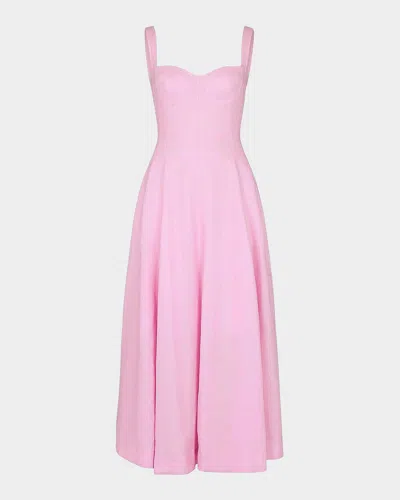 Nicholas Anya Sweetheart Linen Midi Dress In Rose