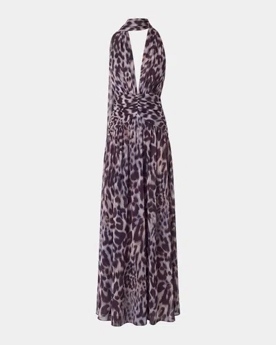 Nicholas Arella Plunging Leopard-print Maxi Dress In Neutral