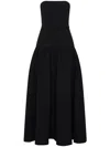 Nicholas Arete Strapless Drop Waist Midi Dress With Self Belt In Black