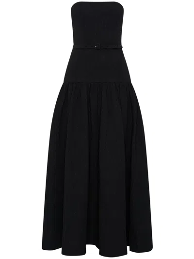 Nicholas Arete Strapless Drop Waist Midi Dress With Self Belt In Black