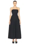 Nicholas Arete Strapless Drop Waist Midi Dress With Self Belt In Black