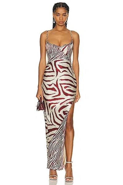 Nicholas Ariah Cowl Draped Midi Dress In Brick Toledo Print