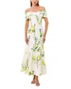 Nicholas Ariana Strapless Twist Front Dress In Anisa Ivory Lemon