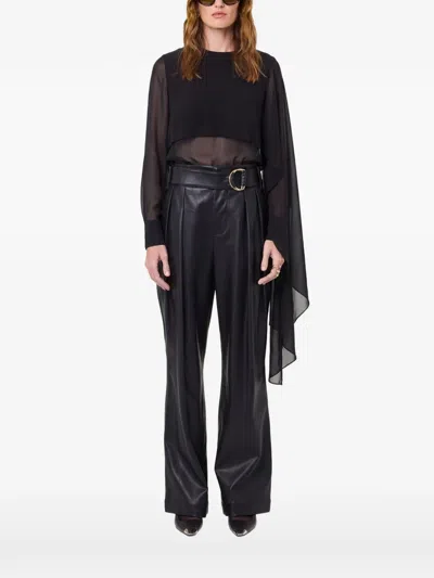 Nicholas Asymmetric Draped-sleeve Blouse In Black