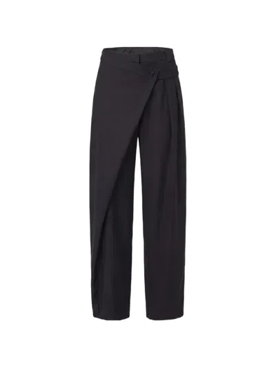 Nicholas Asymmetric Wrap-front Trousers In Black