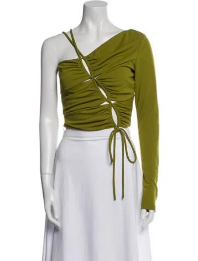 Pre-owned Nicholas Asymmetrical Long Sleeve Crop Top W/ Tags In Green