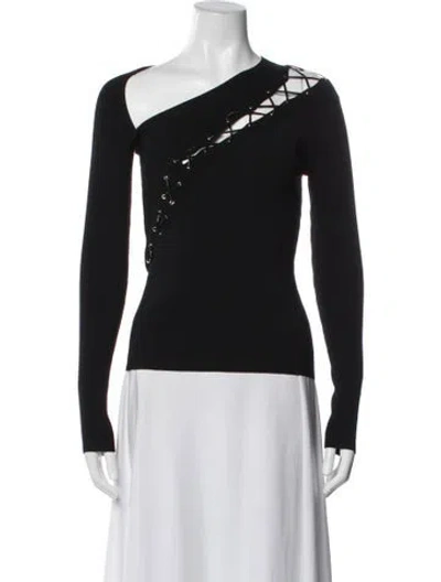 Pre-owned Nicholas Asymmetrical Long Sleeve Top In Black