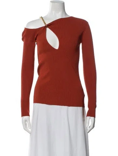 Pre-owned Nicholas Asymmetrical Long Sleeve Top W/ Tags In Orange