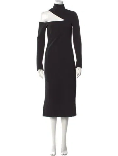 Pre-owned Nicholas Asymmetrical Midi Length Dress In Black
