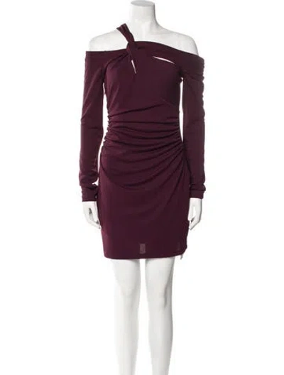 Pre-owned Nicholas Asymmetrical Mini Dress In Burgundy