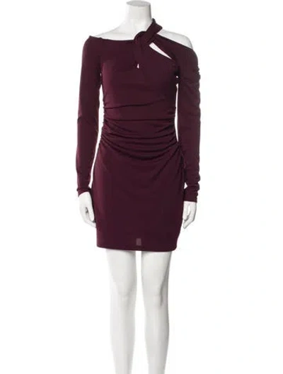 Pre-owned Nicholas Asymmetrical Mini Dress In Burgundy