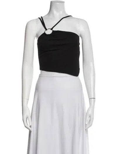 Pre-owned Nicholas Asymmetrical Sleeveless Crop Top In Black