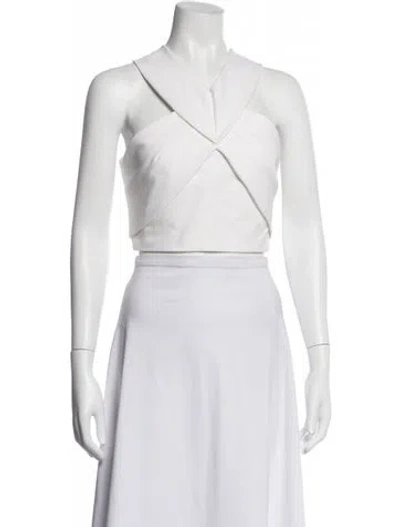 Pre-owned Nicholas Asymmetrical Sleeveless Crop Top In White