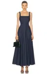 Nicholas Athena Sleeveless Paneled Midi Dress In Indigo