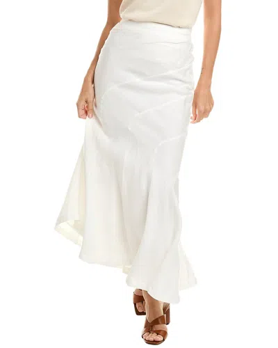 Nicholas Aveline Bias Seamed Linen Midi Skirt In White