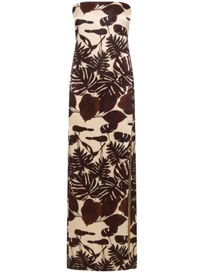 Nicholas Axelie Botanical-print Dress In Brown